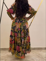 dark blue chiffon dress