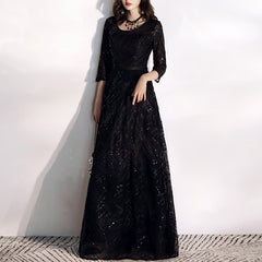 Ladies Round Neck Mid Sleeve Long Fashion Banquet Evening Dress LX108
