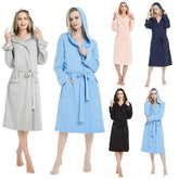 Spring and Autumn Women Robes Plus Size Simple Knit Cotton Hooded Bathrobe Female Thin Long Sleeve Bath Robe 5XL