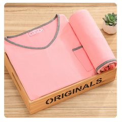 Pajamas with chest pads women's spring and autumn long-sleeved trousers two-piece set can be worn outside casual home wear suit