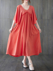 temperament sweet lady solid color seaside holiday wind leisure loose hanging long dress female summer