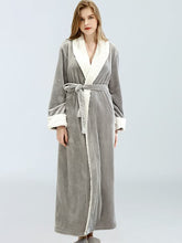 Women's -end autumn and winter long-sleeved flannel nightgown thick solid color mid-length home service