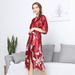 Bridesmaids Red Dressing Robes Long Ladies Fashion Homewear Nightgown