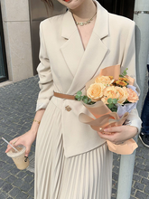 Temperament Dress 2023 Spring and Autumn New Suit Jacket Waist Stitching Pleated Skirt OL Commuter Skirt