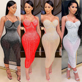 European and American women's dresses with oblique shoulders and puff sleeves, sexy dresses with hips