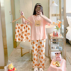 Summer pajama sets Mickey robes kawaii clothes casual nightgowns robe 3 piece Pajamas sleepwear Donald Duck
