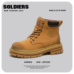 European and American fashion rhubarb boots men's classic men's boots big toe thick bottom wear-resistant hiking boots minimalist retro British style