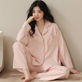 Pajamas women's spring and autumn cotton long-sleeved trousers casual cute plus size home service two-piece suit can be worn outside