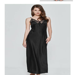 Sexy Women Nightgown Long Night Dress Artificial Silk Stain Deep V Sleepwear Female Dressing Gown Nightie Nightwear