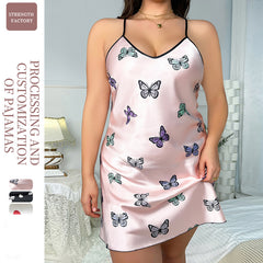 Danilin موضة القوس عقدة حبال باس النوم الإناث الجليد بيجامة من الحرير محاكاة الحرير مثير عارية الذراعين حبال باس النوم