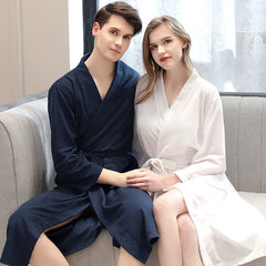 Net celebrity live broadcast of the same with goods spring, autumn and summer waffle bathrobe spa salon cardigan nightgown manufacturers supply