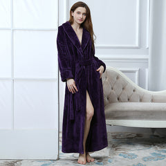 women Winter Plus Size Flannel Bathrobe Kimono Lengthen and thicken Warm Bath Robe female Cozy Robes Night Sleepwear Women casual home wear