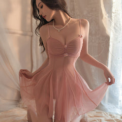 Sexy lingerie deep v see-through suspender nightdress