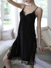 Sexy Ladies Lingerie Velvet Lace Sling Nightdress Slit Women Home Short Skirt