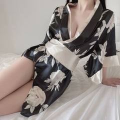 European and American women's fashion silk printing nightgown