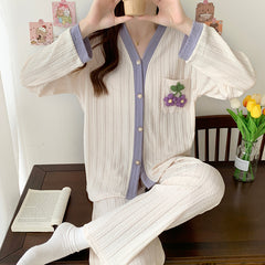 Women's comfortable and fashionable autumn new jacquard cardigan long-sleeved trousers suit