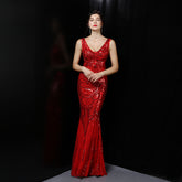 Hot selling new bride toast dress banquet evening dress long host slim wedding dress female fishtail dress