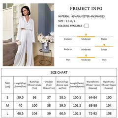 White Nightgown Turn Down Collar Pyjama Flare Trouser Suits For Wedding Crop Top Pajama Set Woman 2 Pieces Homewear