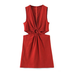 Summer Sexy Bodycon Mini Dress Women Sexy V Neck Hollow Out Dress Female Sleeveless Backless Club Party Dresses