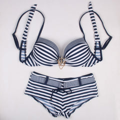 striped Boxer Bikini Swimsuit