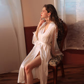 Lace Extra Long Wedding Dressing Robe Women Summer Robe Pajamas