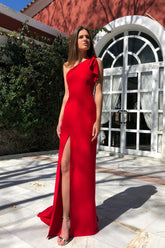 European and American new women's one-shoulder sleeveless dress slit dress