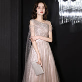 Best-selling new style evening dress women 2023 winter new banquet temperament can usually wear celebrity host dress