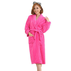 Winter Warm Thick Fleece Bathrobe Women Knee Length Bath Robe Soft Thick Bridesmaid Robes Female Dressing Gown Sleepwear