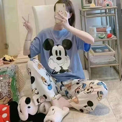 Summer pajama sets Mickey robes kawaii clothes casual nightgowns robe Short sleeve Pajama girl robe sets