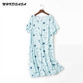 NHKDSASA Nightgown Oversize Sleep Shirts for Women Sleepwear Dresses Cotton T-Shirts Home Clothing Nightwear