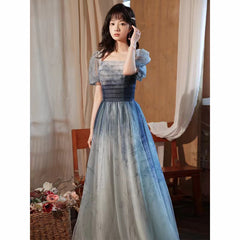 Best-selling new style 2023 new temperament celebrity birthday gradient blue blooming gradient host banquet long evening dress spring