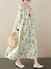 Simple middle-aged and elderly mothers' pastoral style elegant beach skirt pullover short-sleeved 2023 foreign trade dress female