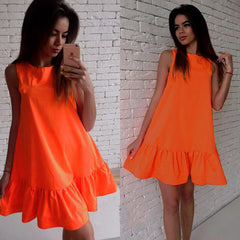 Casual Ruffle Dress Women 2023 Summer Sleeveless A Line Bodycon Female Plus Size Short Dresses New Large Size Party