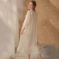 Spring and Autumn long sleeved nightgown Korean version plus fat plus size fat MM200 jins the long cotton sleep skirt pajamas women
