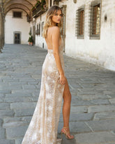 Promotion Hot Sale spot goods 2021 new European and American women's deep V suspension dress perspective split skirt