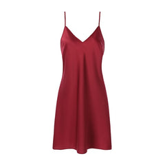 Women Sleepwear Sexy Sleep Dress Solid Deep V Neck Spaghetti Strap Sleeveless Nightgown Party Dresses For Summer