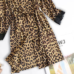 Leopard Print Sexy Women's Pajamas Set Satin Pajamas Pajamas Silk Homewear Pajamas Pajamas Pajamas Underwear