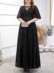 Women's V Neck Sequin Oversized Long Sleeve Party Evening Dress