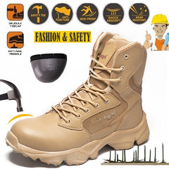 Men's boots Steel toe cap sports shoes Anti-puncture safety shoes Breathable and lightweight work boots Outdoor hiking shoes