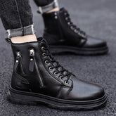 Plus velvet warm high-top shoes men's autumn 2020 new hiking shoes men's shoes plus cotton shoes sneakers Korean version of the wild outdoor