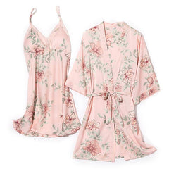 Sleepwear Wedding Robe Set Lady Kimono Bath Gown Summer New Bathrobe&Nightgown Suit Intimate Lingerie