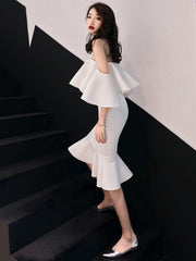 فستان سهرة نسائي 2022 مأدبة جديدة كريمة وأنيقة ذيل السمكة الأبيض صديرية دائرية التخسيس السيدات فستان الحفلات الصيف