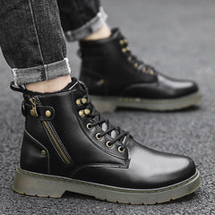 Plus velvet warm high-top shoes men's 2020 autumn new sneakers Korean version of all-match outdoor hiking shoes men's shoes plus cotton shoes