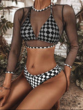 Mesh three-piece swimsuit bikini
