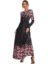 فستان 2022 خريف وشتاء جديد فستان مطبوع بأكمام طويلة وتنورة طويلة