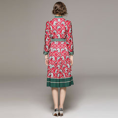 European and American fashion all-match slim waist positioning print dress