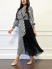 black and white striped dress