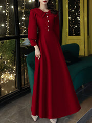 Ladies Long Long Sleeve Lapel Fashion Banquet Party Dress LX420
