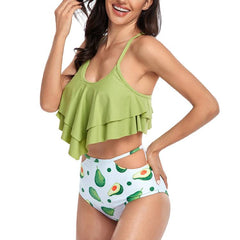 Summer 2021 Waist Swimsuit 2 Piece Female Biquini Fruit Print Women'S Swimwear Bathing Suit Women Swimsuit Ladies