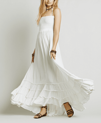 تنورة الشاطئ 2023 فستان مثير بوهو البوهيمي مهرجان الصيف طويل بدون ظهر القطن المرأة فستان حفلة الهبي العرقية